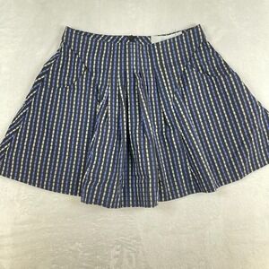 Holy G Mini Skirt Womens Size 6 Striped Pleated Pockets Black Blue Silver NWT
